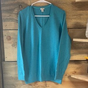 L.L. Bean Teal V Neck Sweater